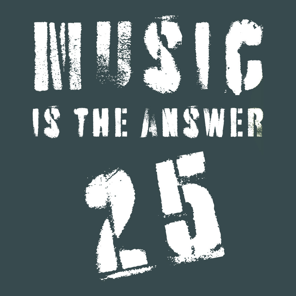 Music Is The Answer 25 White Logo Men's Heavy Oversized T-Shirt-Danny Tenaglia Store