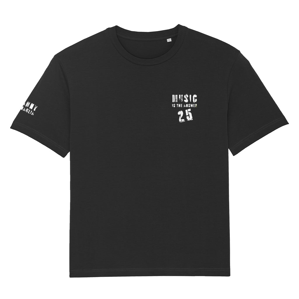 Music Is The Answer 25 White Logo Pocket Print Unisex Relaxed T-Shirt-Danny Tenaglia Store