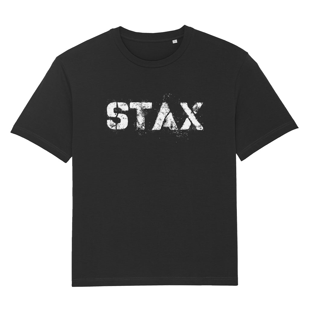 STAX White Stencil Logo Unisex Relaxed T-Shirt-Danny Tenaglia Store