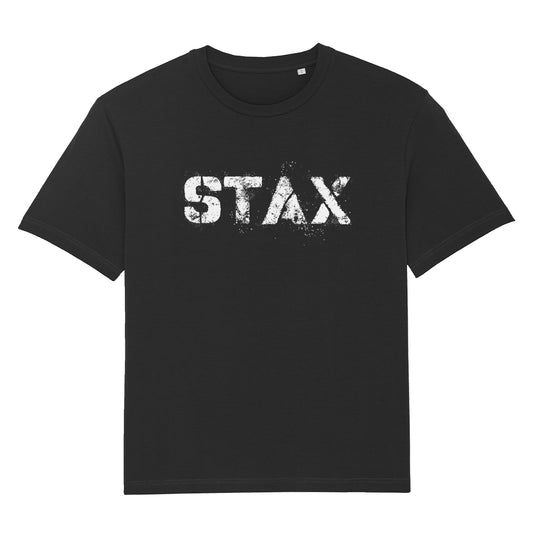 STAX White Stencil Logo Unisex Relaxed T-Shirt-Danny Tenaglia Store