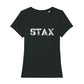 STAX White Stencil Logo Women's Iconic Fitted T-Shirt-Danny Tenaglia Store