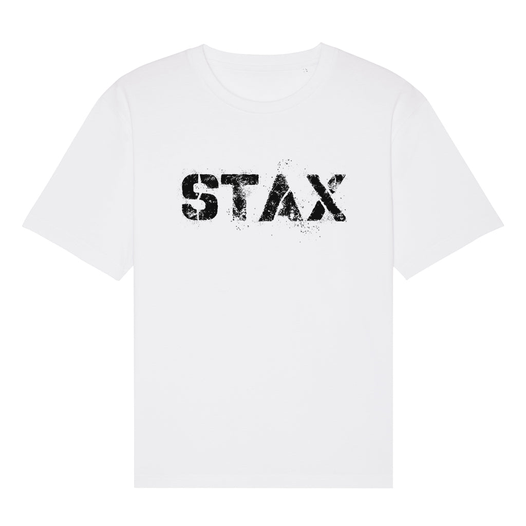 STAX Black Stencil Logo Unisex Relaxed T-Shirt-Danny Tenaglia Store