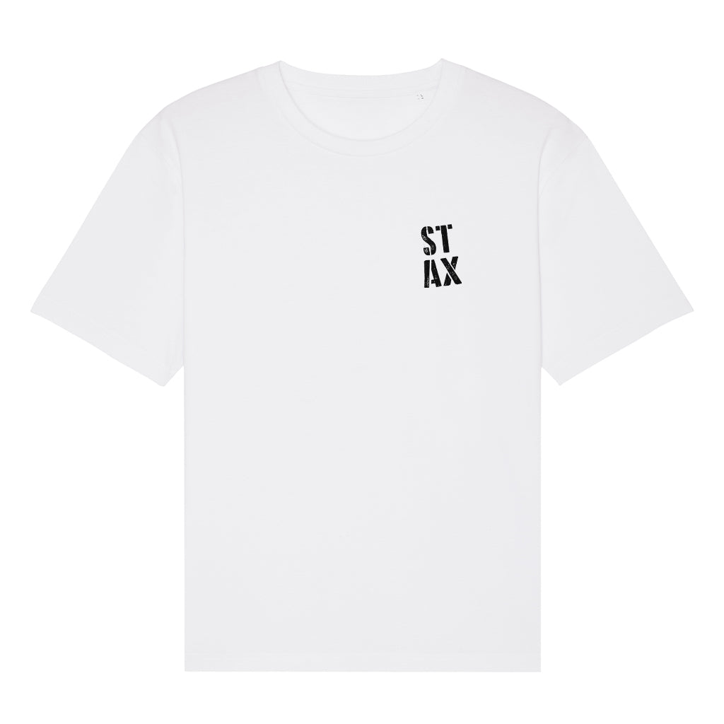 STAX Stacked Black Stencil Logo Unisex Relaxed T-Shirt