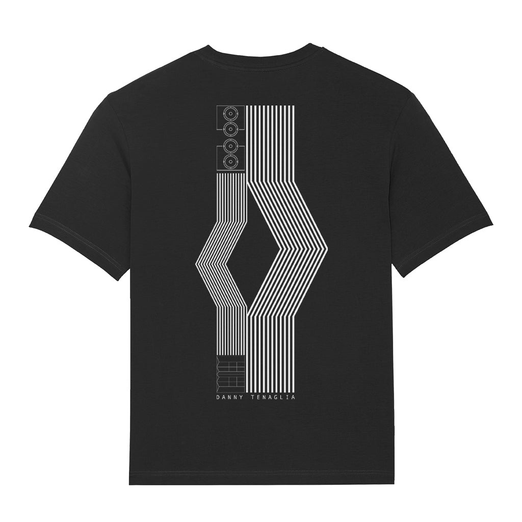 STAX Stacked White Logo Pocket Print Unisex Relaxed T-Shirt-Danny Tenaglia Store
