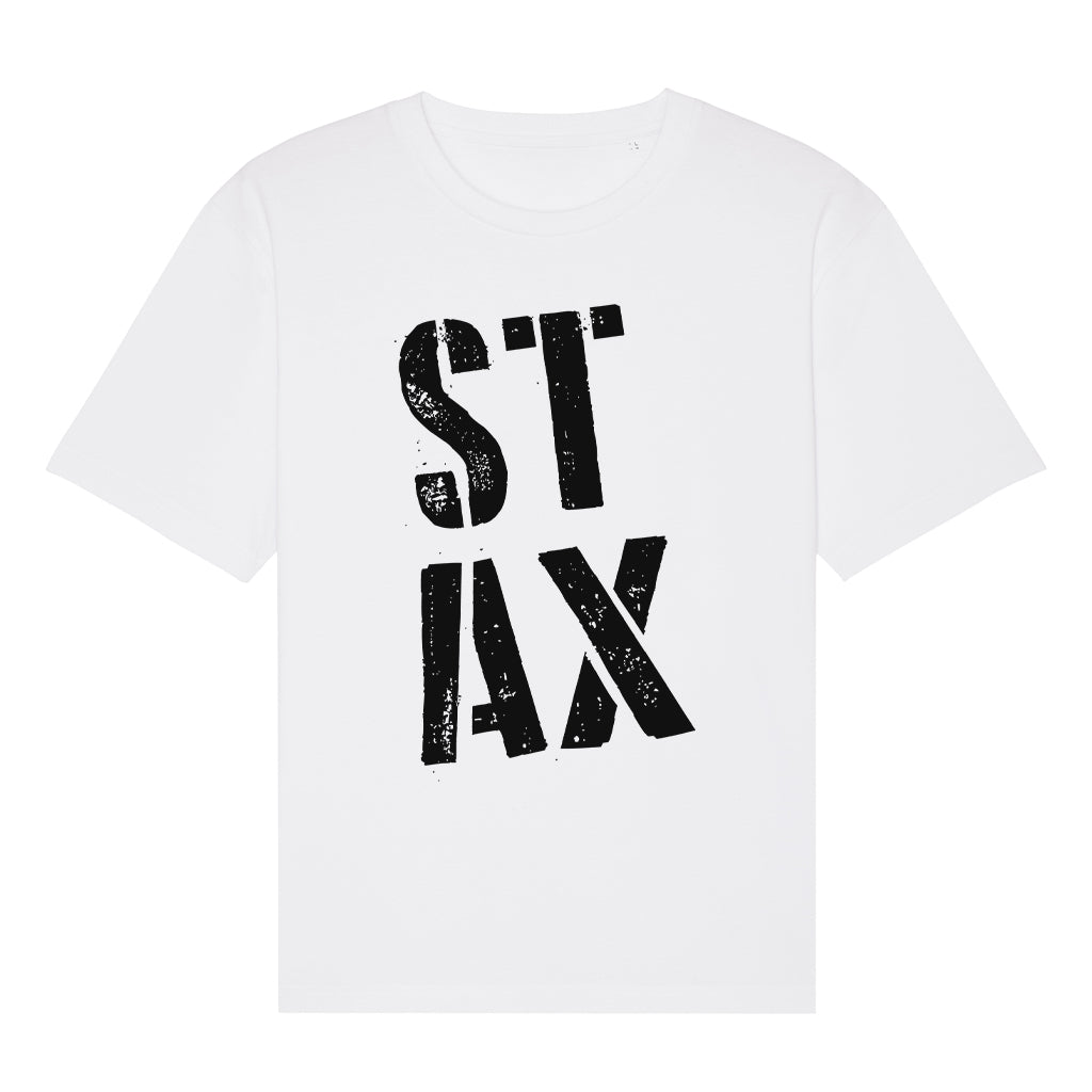 STAX Stacked Black Logo Unisex Relaxed T-Shirt-Danny Tenaglia Store