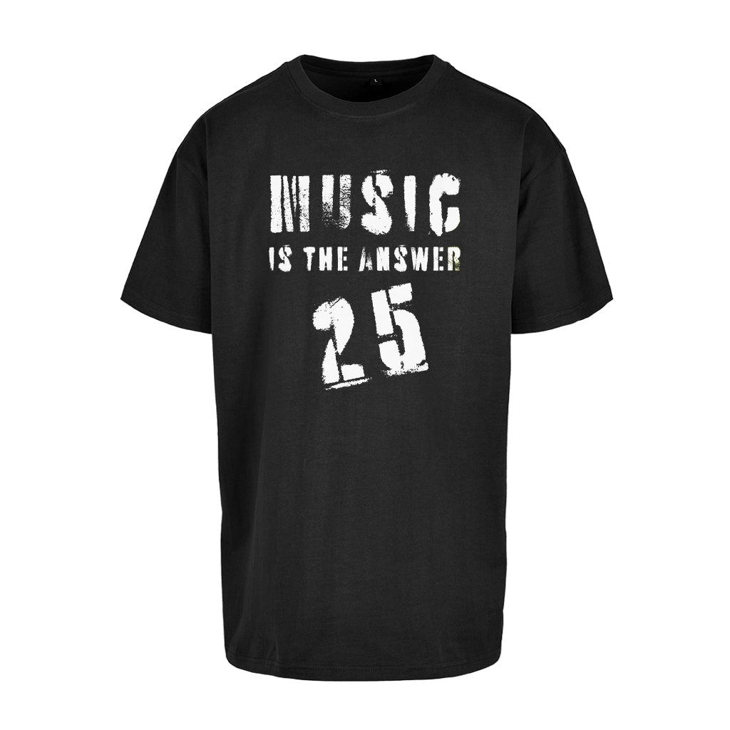 Music Is The Answer 25 White Logo Men's Heavy Oversized T-Shirt-Danny Tenaglia Store
