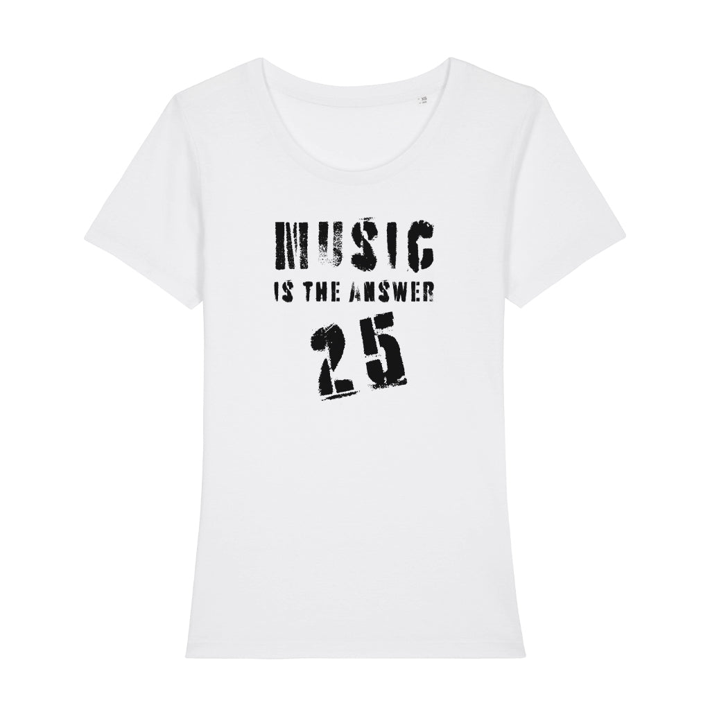 Music Is The Answer 25 Black Logo Women's Iconic Fitted T-Shirt-Danny Tenaglia Store