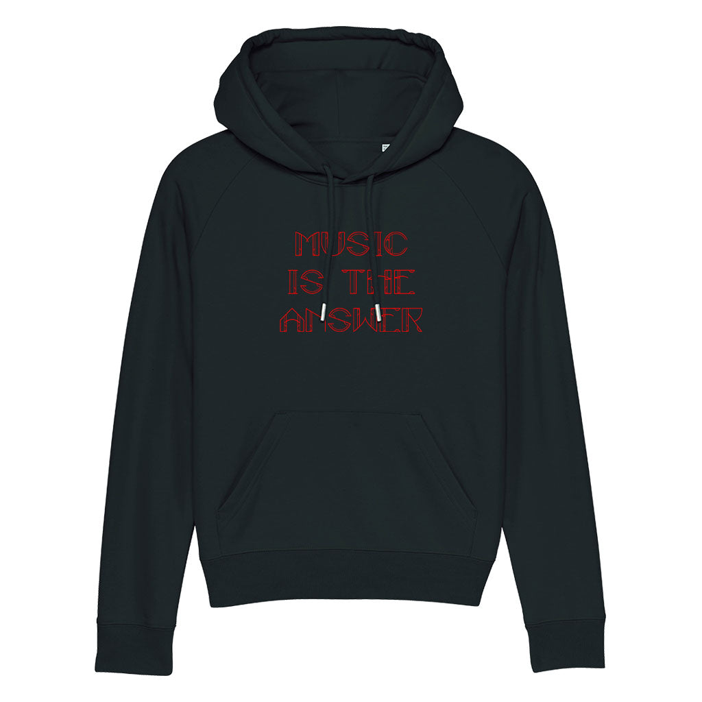Music Is The Answer Red Text Unisex Cruiser Iconic Hoodie-Danny Tenaglia Store