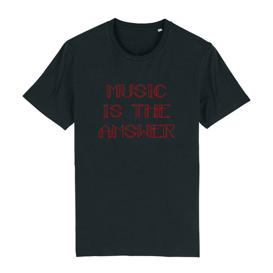 Music Is The Answer Red Text Men's Organic T-Shirt-Danny Tenaglia Store