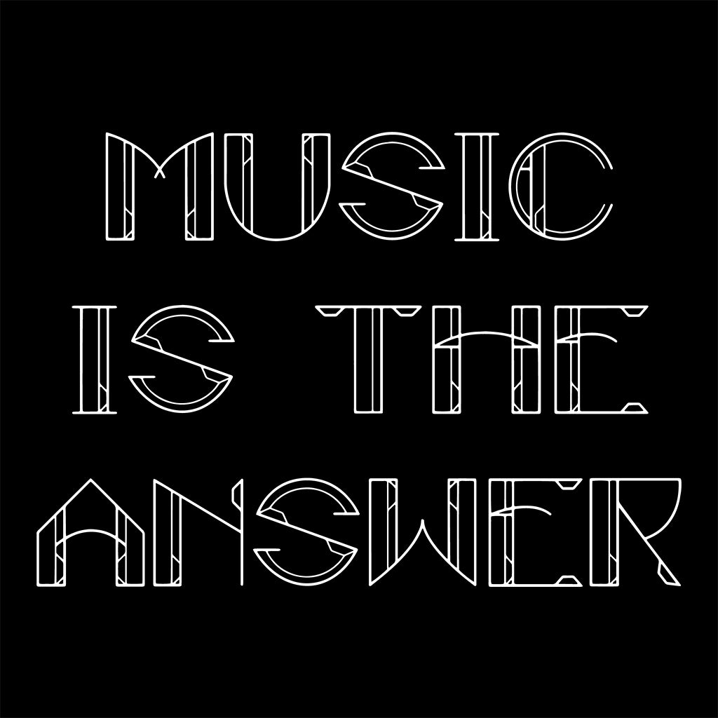 Music Is The Answer White Text Women's Iconic Fitted T-Shirt