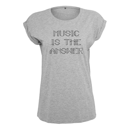 Music Is The Answer Black Text Women's Casual T-Shirt