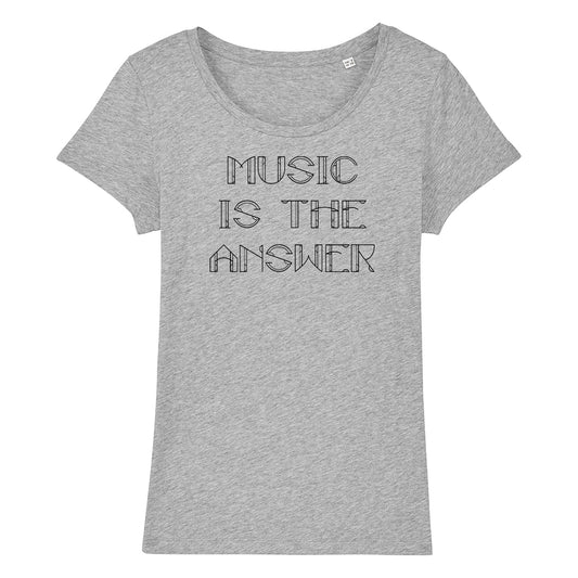 Music Is The Answer Black Text Women's Iconic Fitted T-Shirt