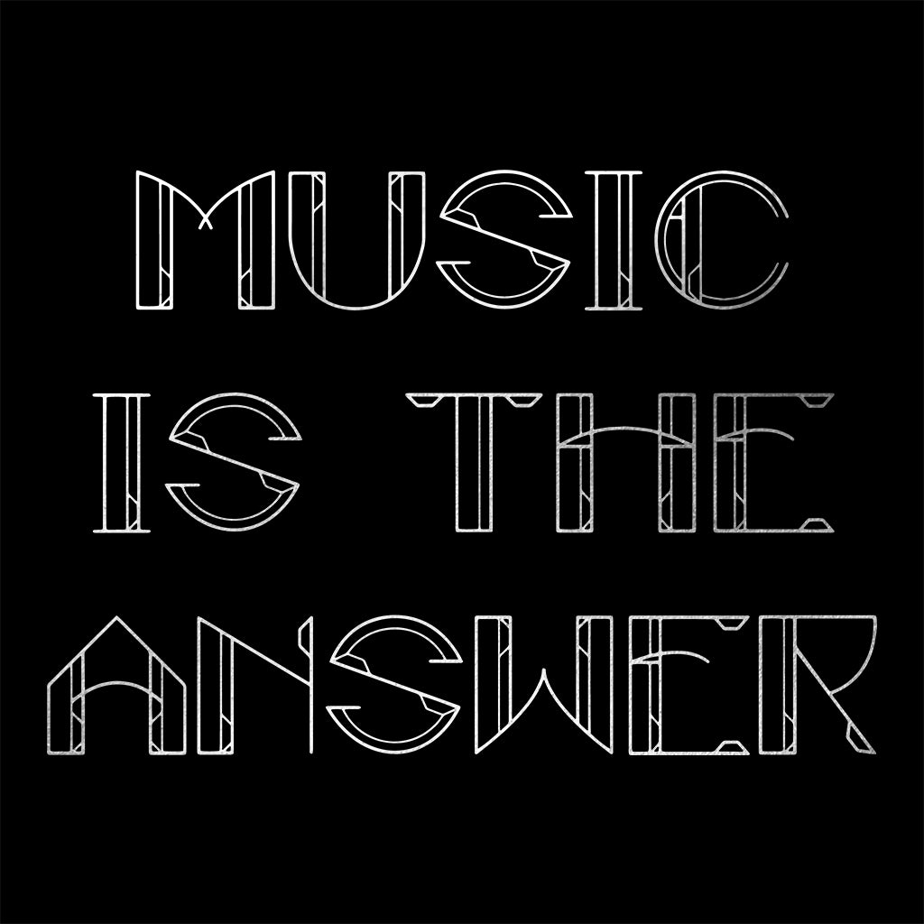 Music Is The Answer Metallic Silver Text Men's Organic T-Shirt-Danny Tenaglia Store