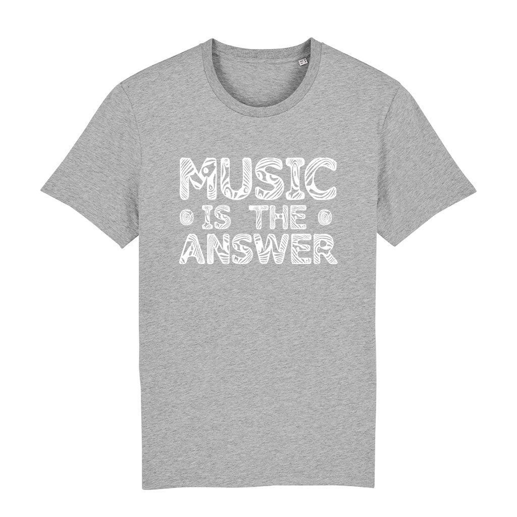 Music Is The Answer White Wood Grain Style Text Men's Organic T-Shirt-Danny Tenaglia Store