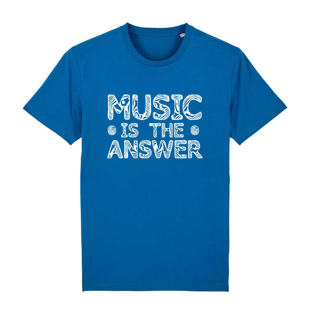 Music Is The Answer White Wood Grain Style Text Men's Organic T-Shirt-Danny Tenaglia Store