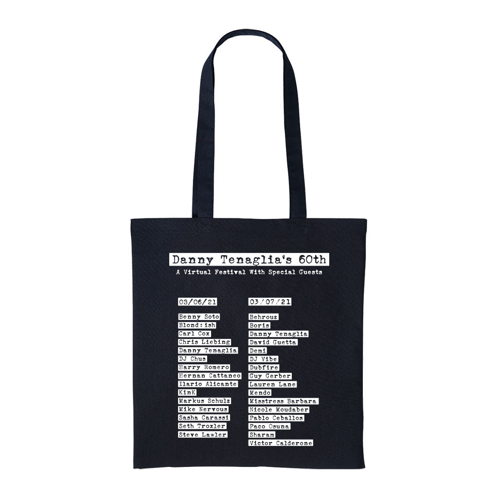 Danny Tenaglia 60th Birthday Virtual Festival White Cotton Tote Bag-Danny Tenaglia Store