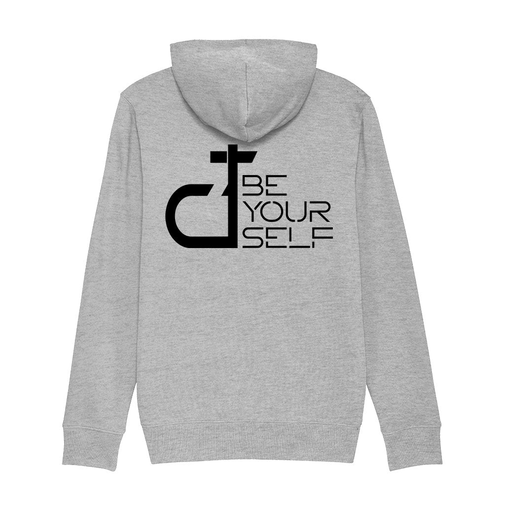 DT Be Yourself Black Logo Front And Back Print Men's Iconic Zip-through Hoodie-Danny Tenaglia Store