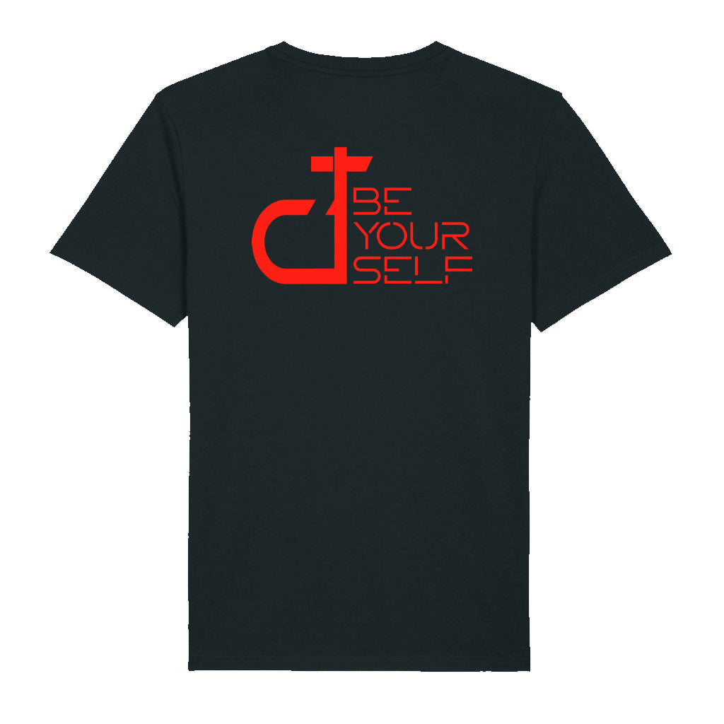 DT Be Yourself Red Logo Front And Back Print Men's Organic T-Shirt-Danny Tenaglia Store