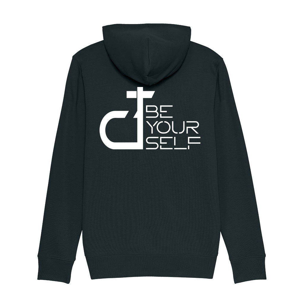 DT Be Yourself White Logo Front And Back Print Men's Iconic Zip-through Hoodie-Danny Tenaglia Store