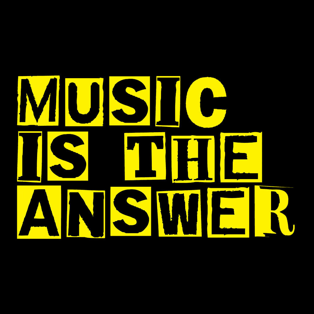 Music Is The Answer Yellow Cut Out Text Women's Iconic Fitted T-Shirt