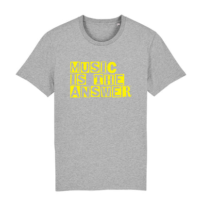 Music Is The Answer Yellow Cut Out Text Men's Organic T-Shirt-Danny Tenaglia Store