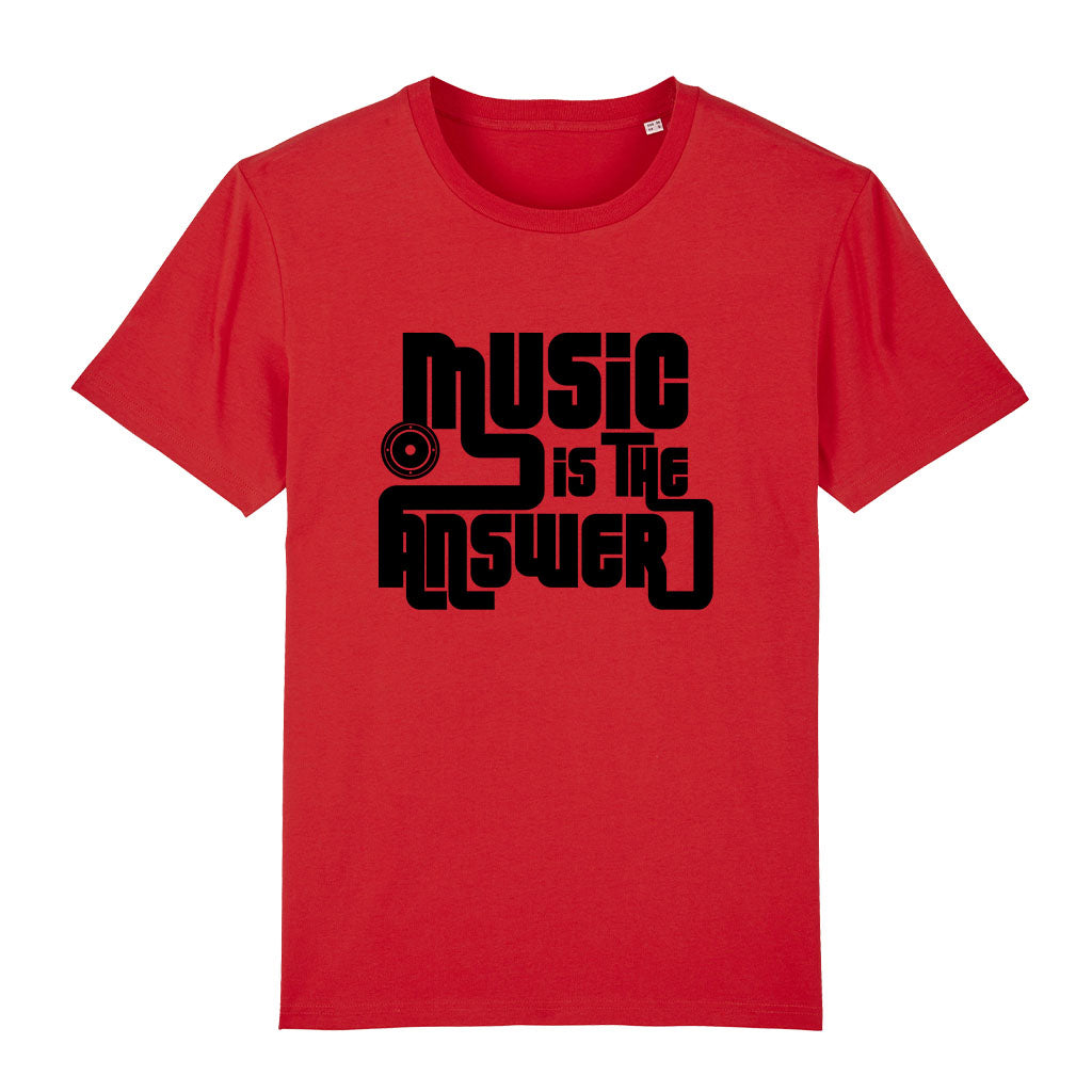 Music Is The Answer Black Text With Speaker Men's Organic T-Shirt-Danny Tenaglia Store