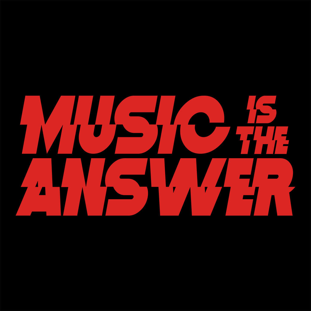 Music Is The Answer Cut Red Text Women's Iconic Fitted T-Shirt
