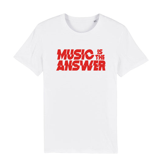 Music Is The Answer Cut Red Text Men's Organic T-Shirt-Danny Tenaglia Store