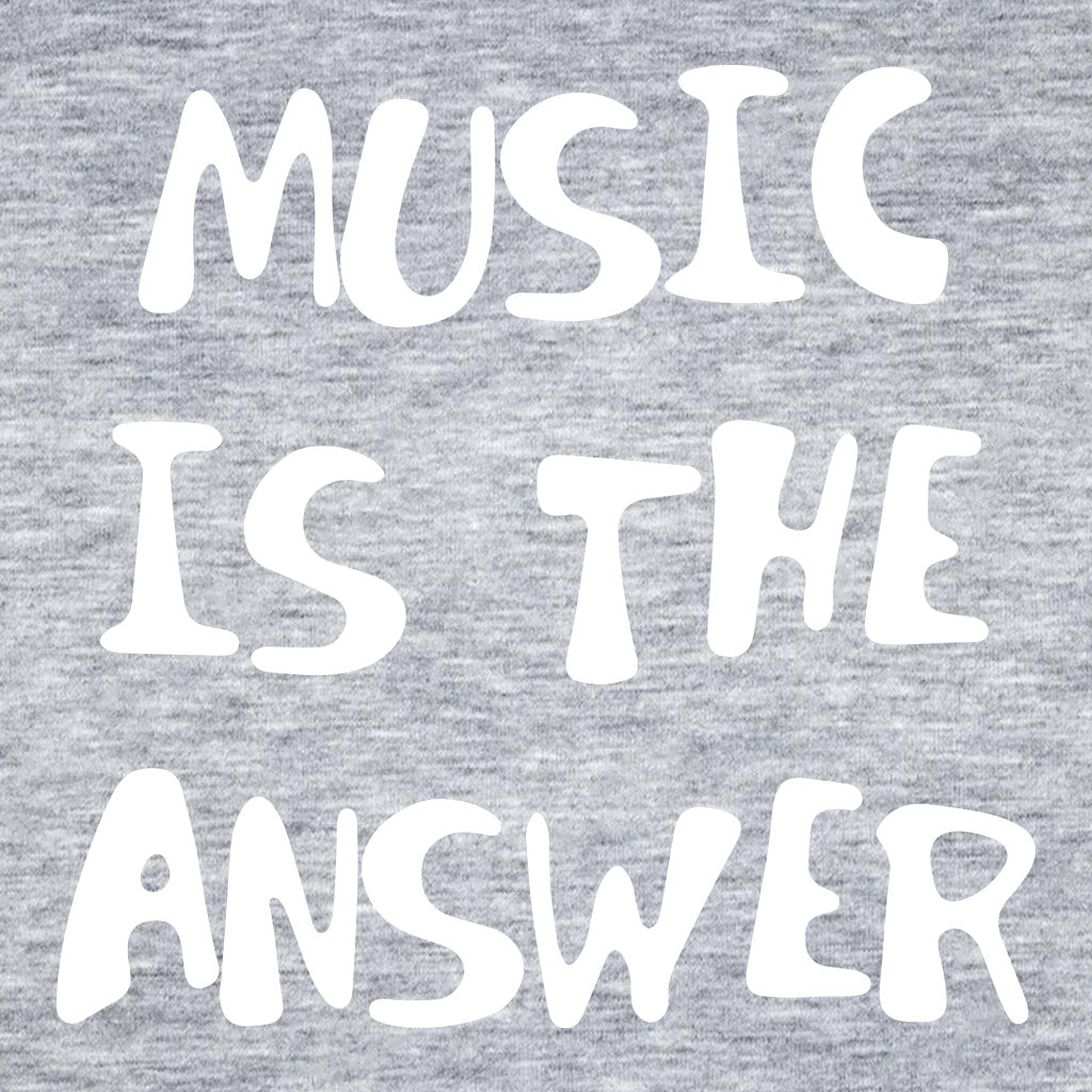 Music Is The Answer White Handwritten Text Women's Iconic Fitted T-Shirt