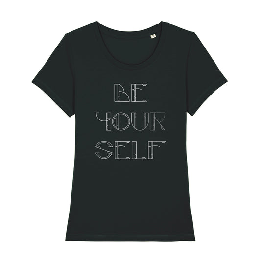 Be Yourself Metallic Silver Text Women's Iconic Fitted T-Shirt