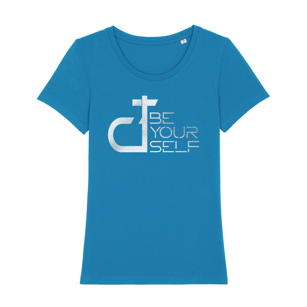 DT Be Yourself Metallic Silver Logo Women's Iconic Fitted T-Shirt