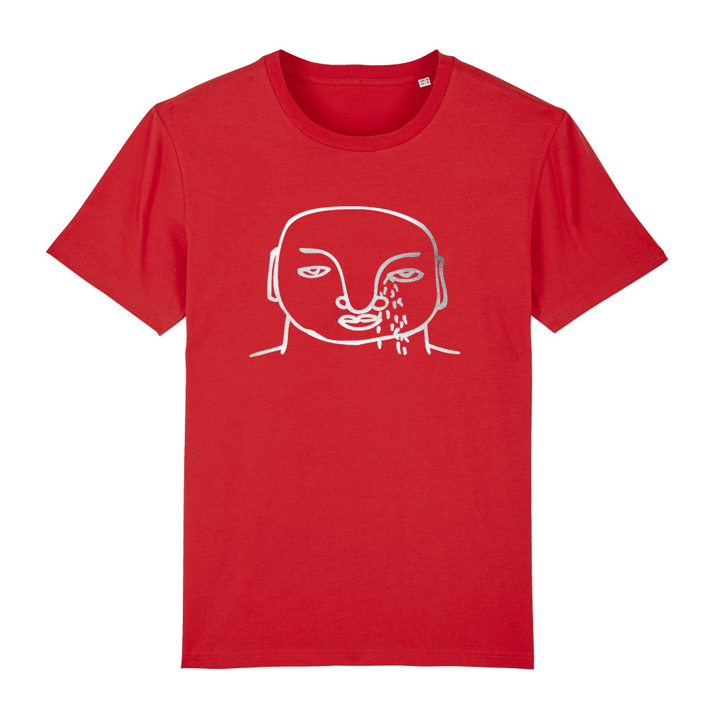 Metallic Silver Face Men's Organic T-Shirt-Danny Tenaglia Store