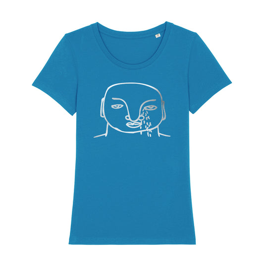 Metallic Silver Face Women's Iconic Fitted T-Shirt