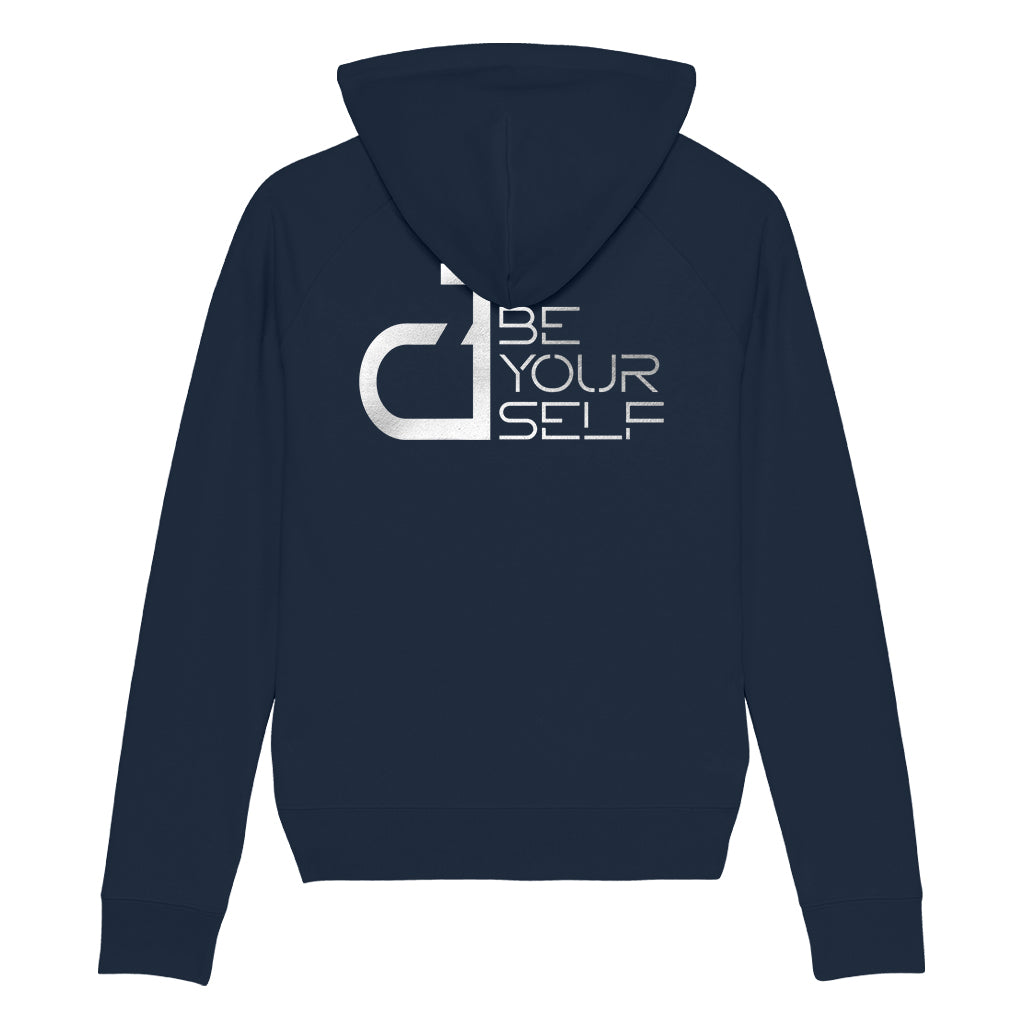 DT Be Yourself Metallic Silver Logo Front And Back Print Unisex Cruiser Iconic Hoodie-Danny Tenaglia Store