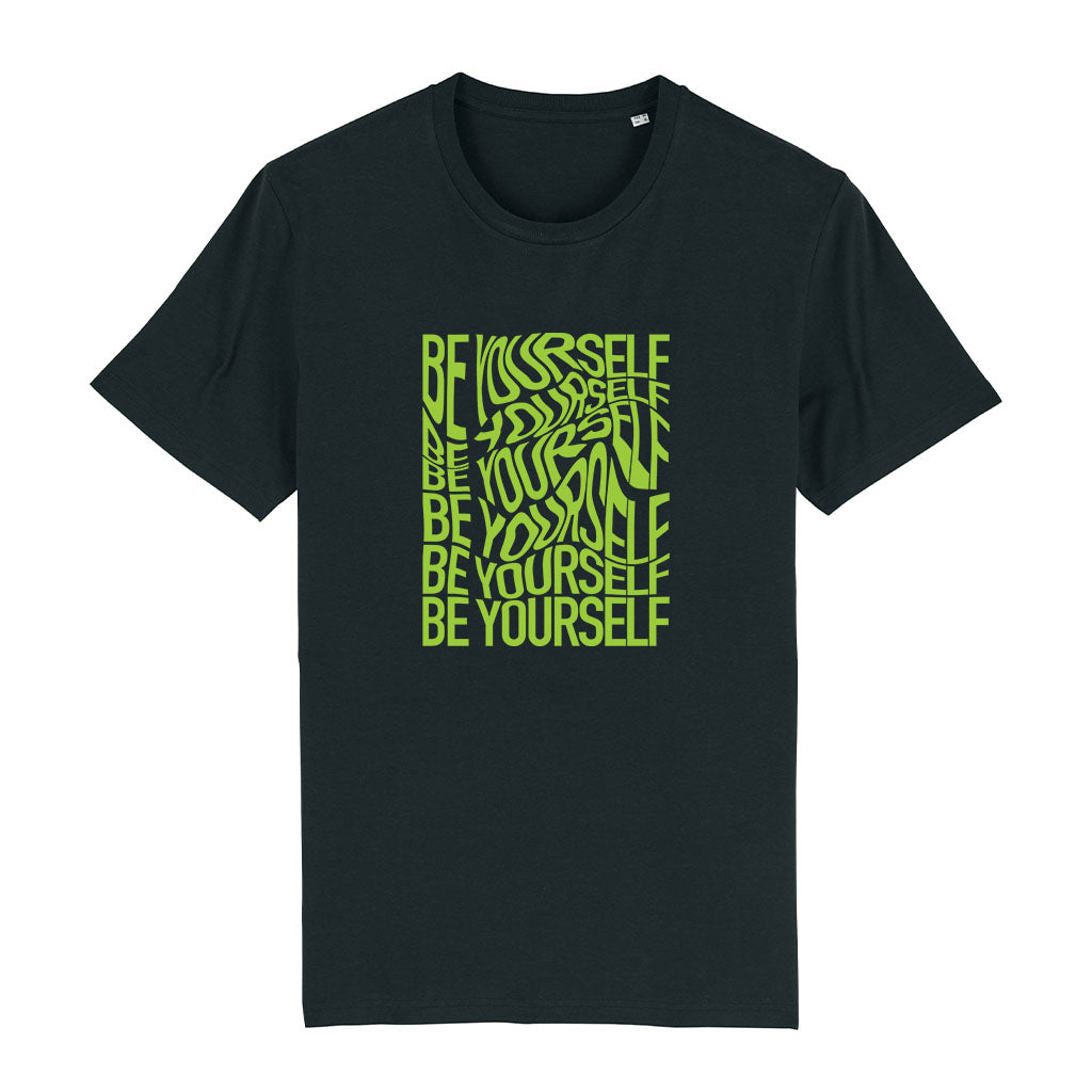 Be Yourself Warped Neon Green Text Men's Organic T-Shirt-Danny Tenaglia Store
